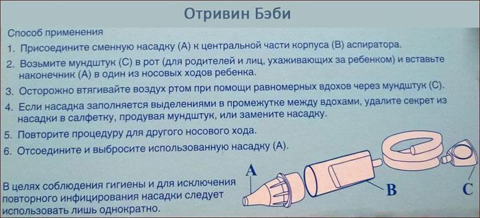спосіб застосування препарату Отривін бебі